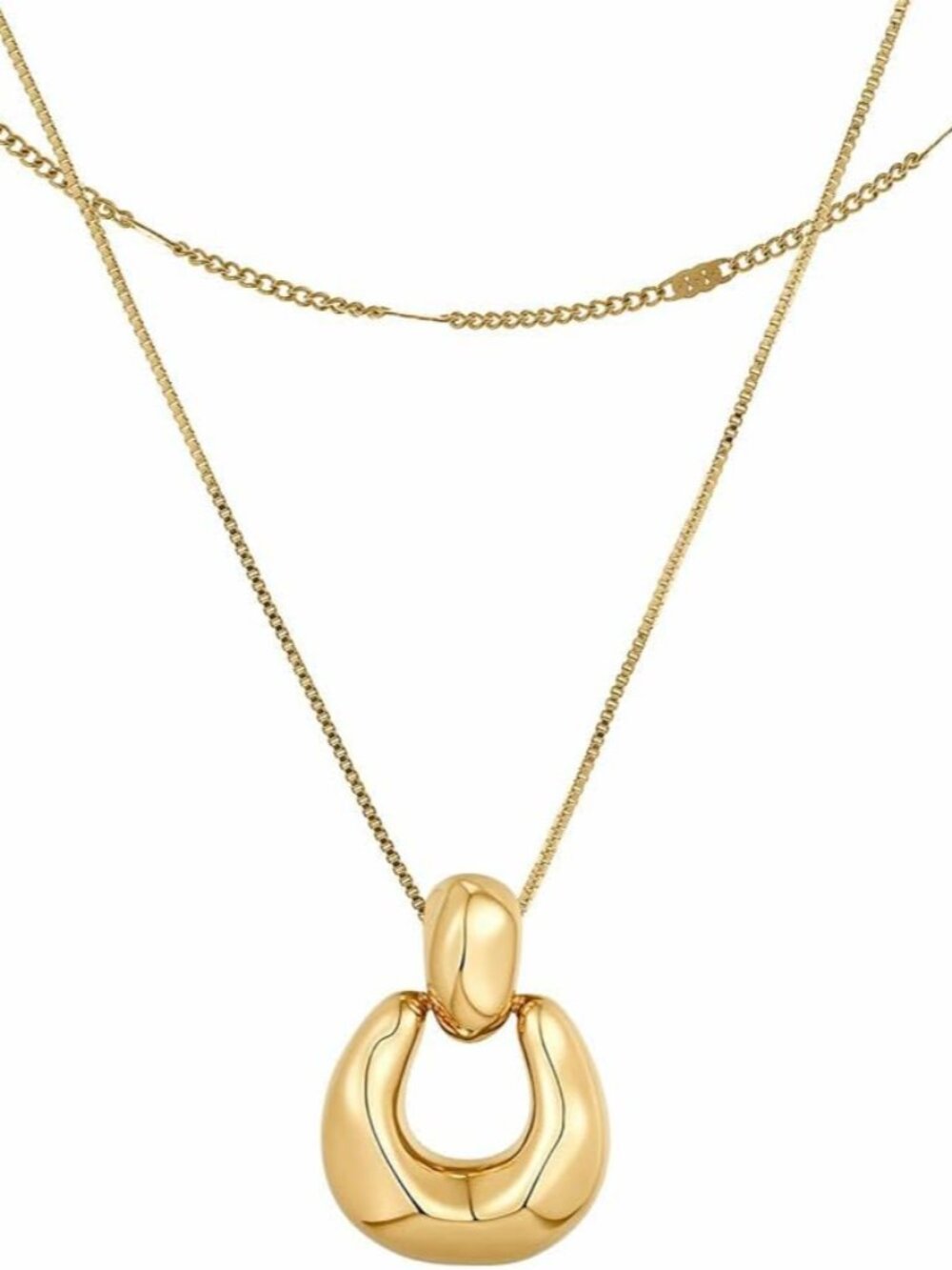 Gold Layered Necklace for Women,Statement Gold Necklace 18K Gold Plated Dainty C